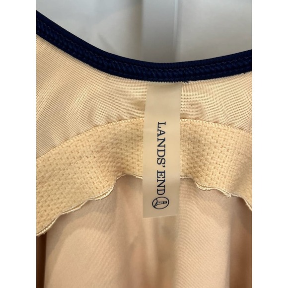 LANDS' END Tugless Tank One Piece Swimsuit Bright Sapphire Stripe Blue 24W Plus - Picture 3 of 6